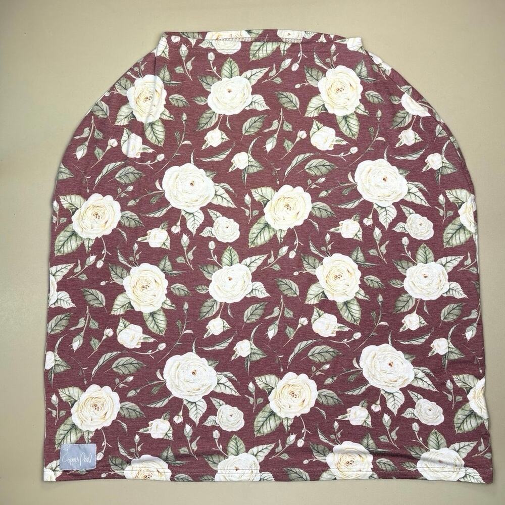 Copper Pearl Floral Nursing Cover Multi Use Car Seat Cover Mauve Rose Print EUC
